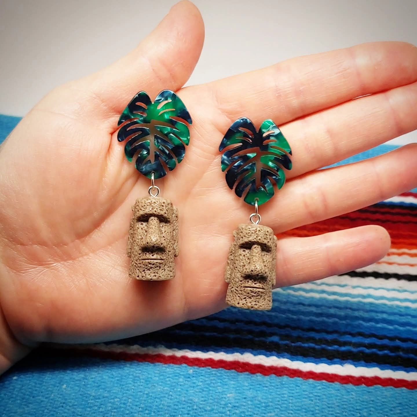 Stilgiganten Kustom Ohrstecker "Monstera & MOAI"
