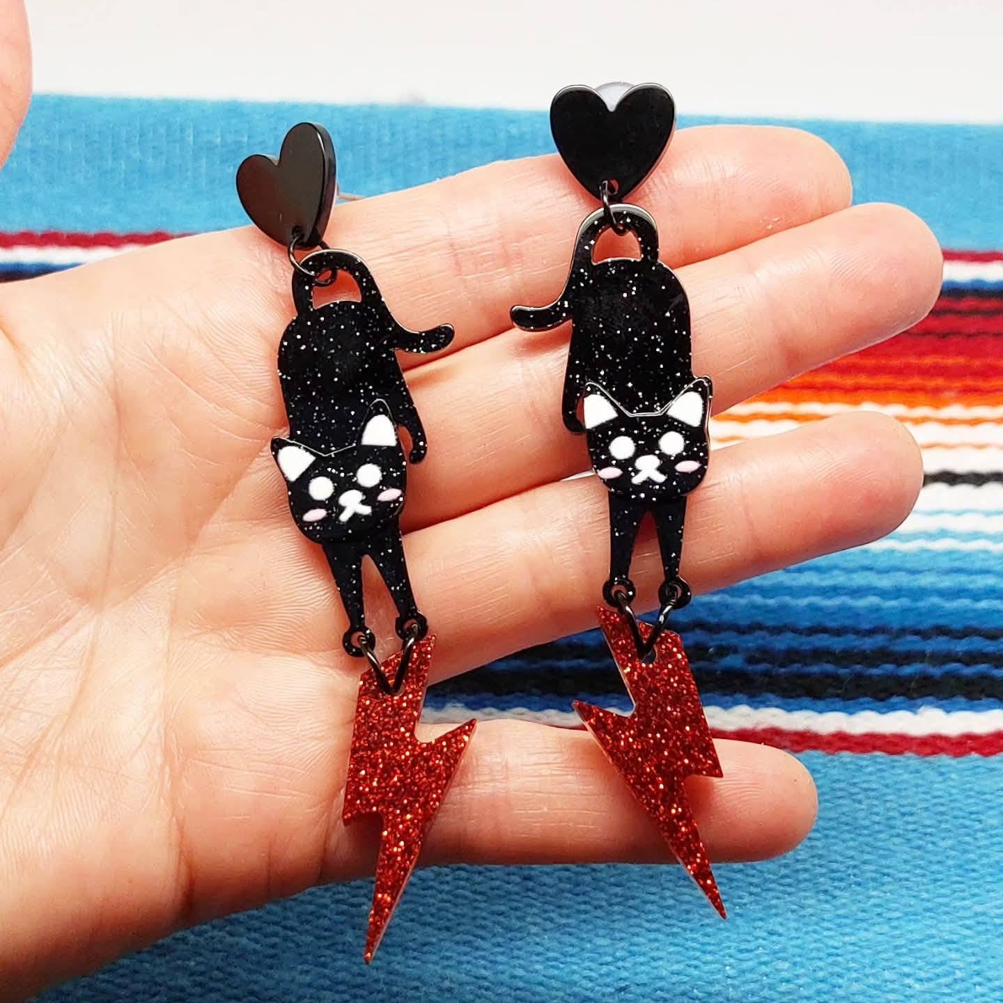 Stilgiganten Kustom Ohrstecker "Crazy Cat Love"