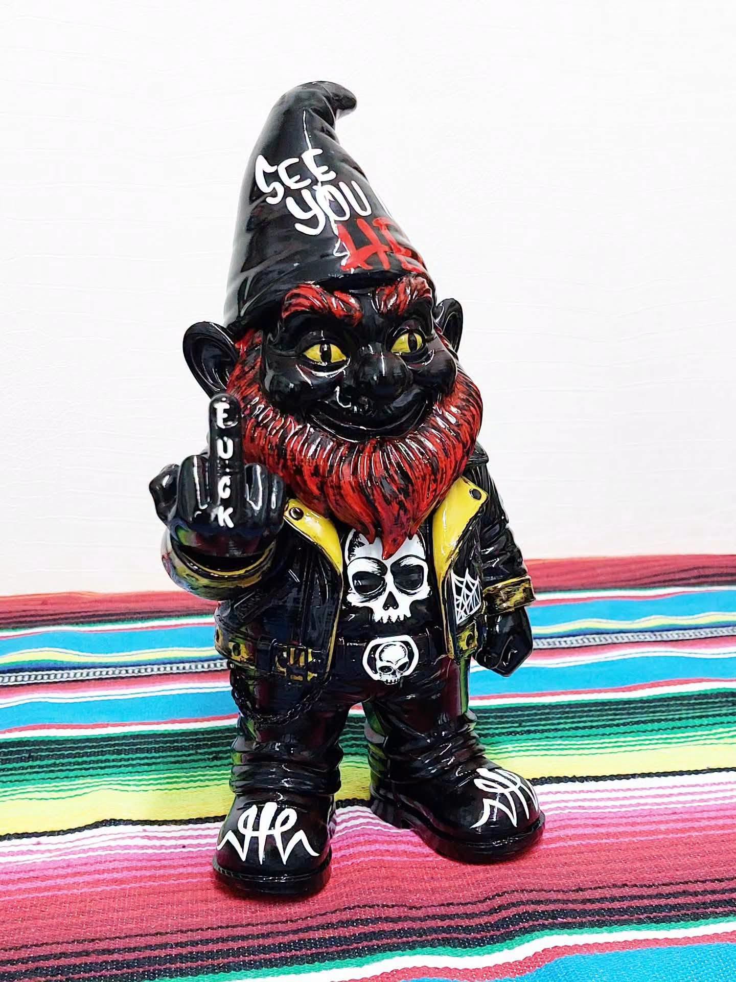 Stilgiganten Kustom Deko "BIKER Gartenzwerg - F*CK ALL THIS SHIT"