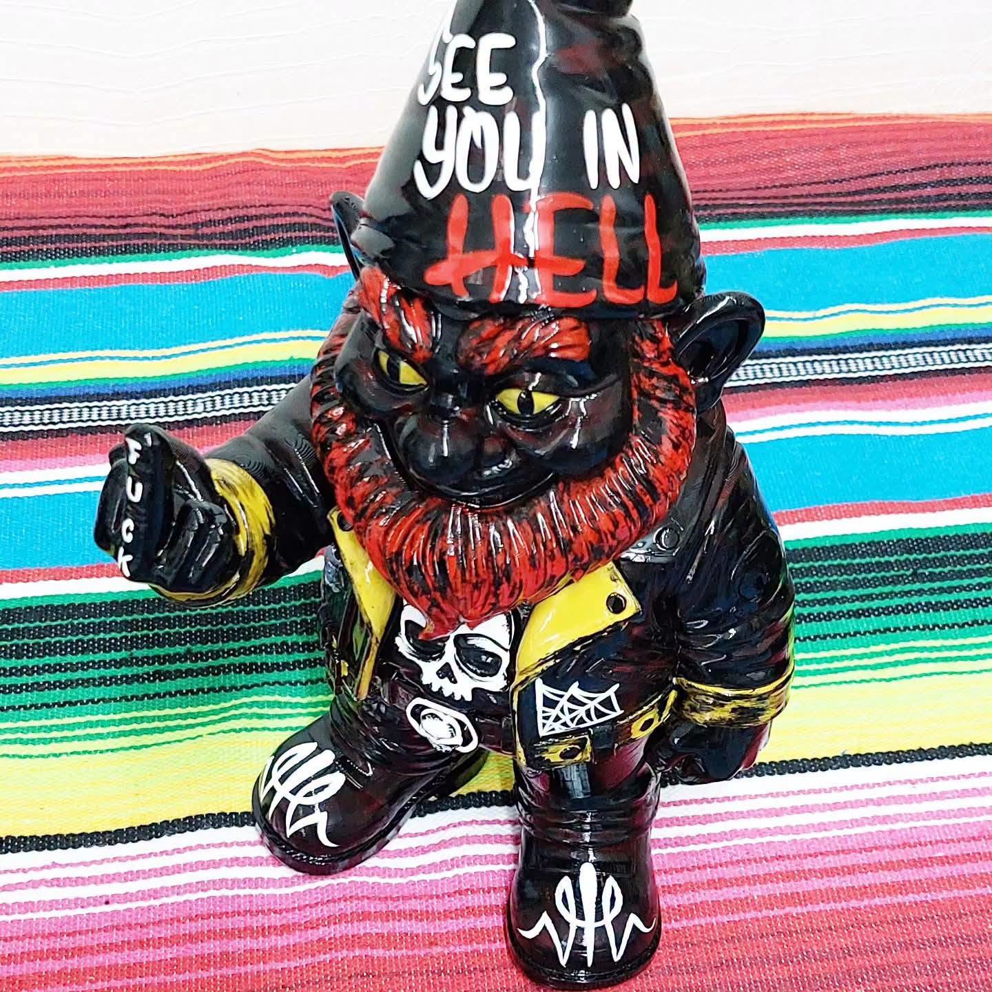 Stilgiganten Kustom Deko "BIKER Gartenzwerg - F*CK ALL THIS SHIT"
