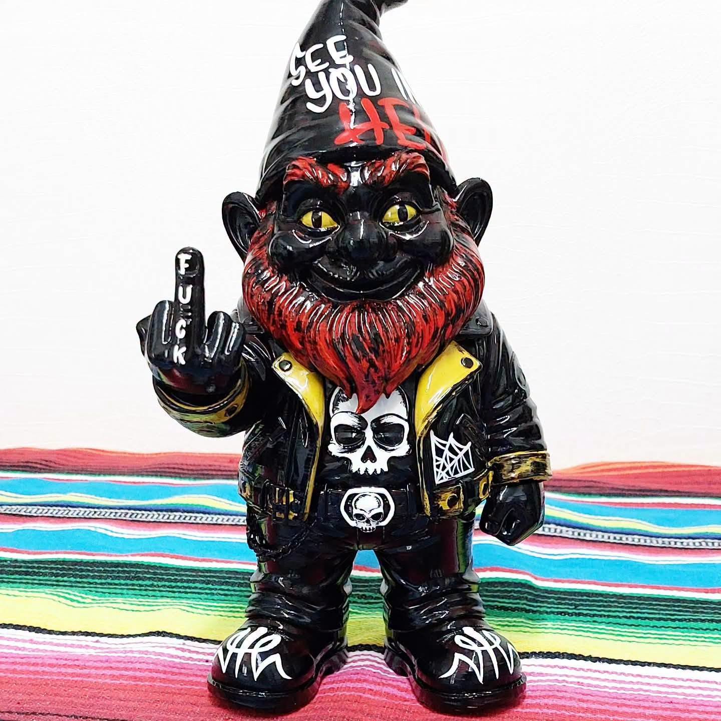 Stilgiganten Kustom Deko "BIKER Gartenzwerg - F*CK ALL THIS SHIT"