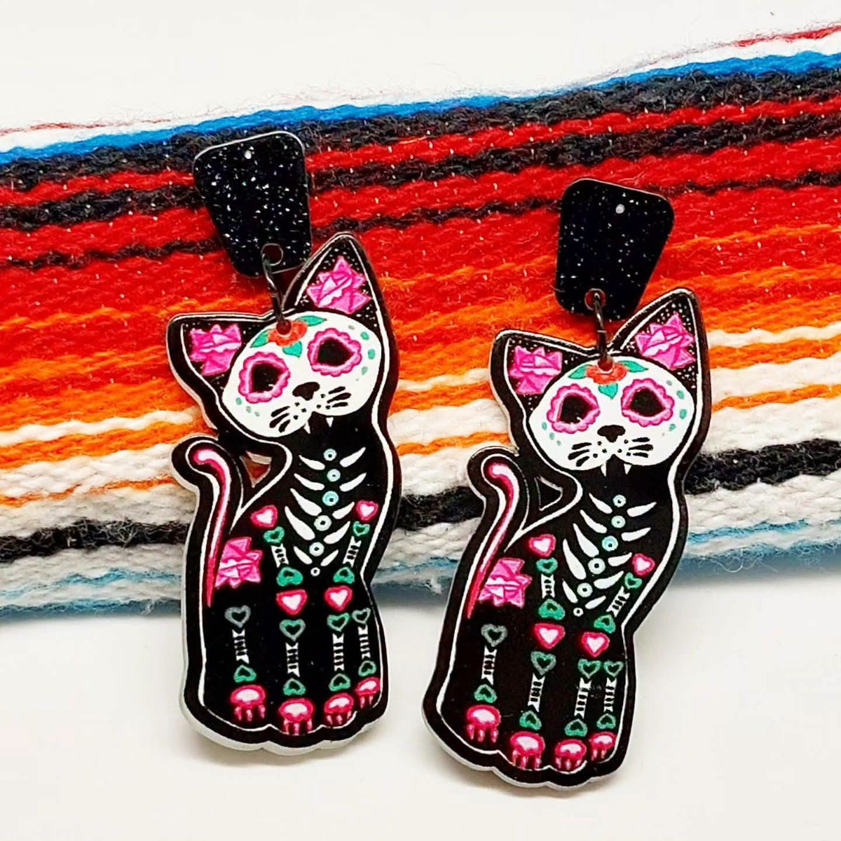 Stilgiganten Kustom Ohrstecker "Dia de los muertos cat"