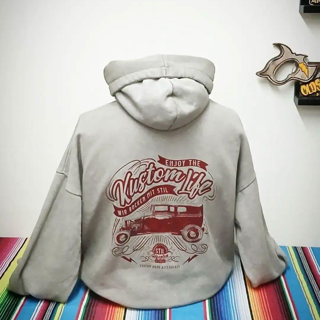 Stilgiganten Kustom Hoodie "Kustom Life / graumeliert"