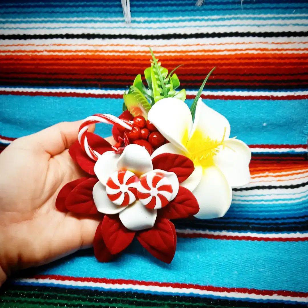 Große Stilgiganten Haarblumenspange Hot Christmas "Candy Love"