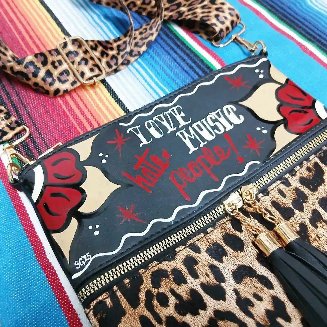 Stilgiganten Kustom Handtasche "LOVE MUSIC hate people"