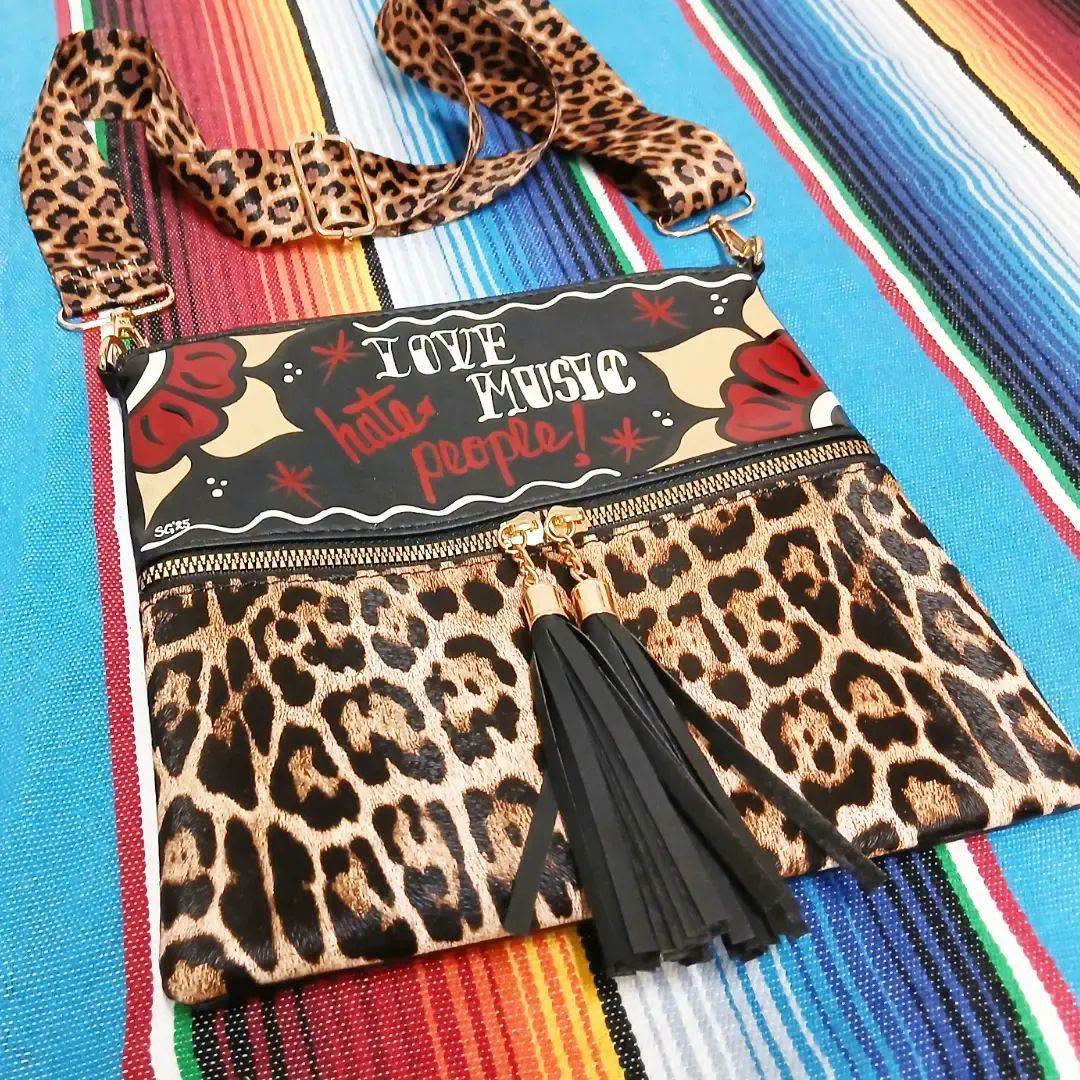 Stilgiganten Kustom Handtasche "LOVE MUSIC hate people"