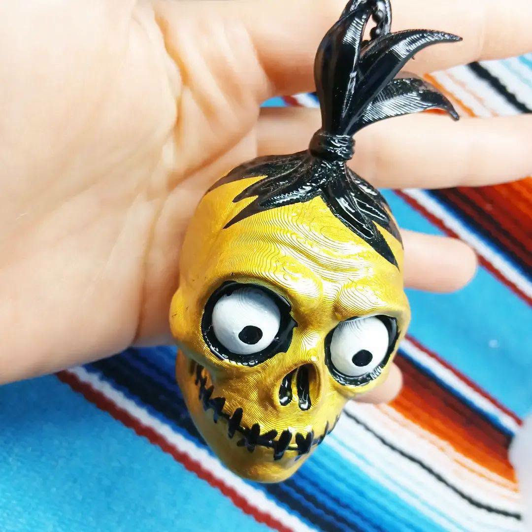 Stilgiganten Kustom Deko Anhänger "Schrumpfkopf groß - Dead End - Glam Edition"